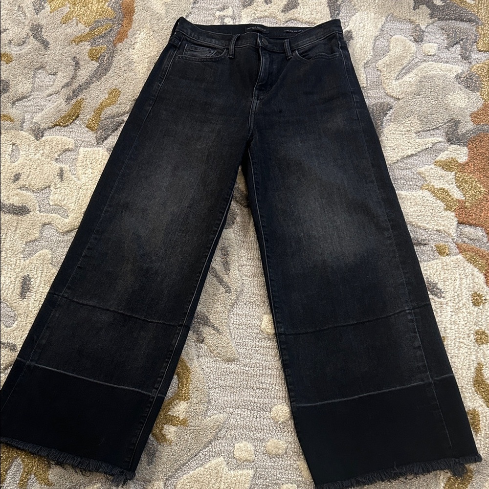 Banana Republic Black High-Rise Wide-Leg Crop Pants